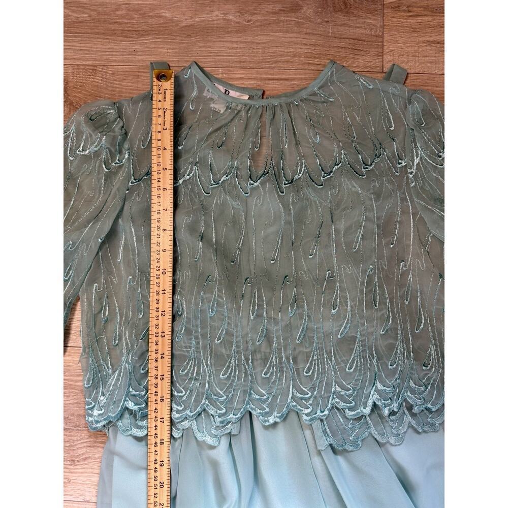Jack Bryan Seafoam Chiffon Maxi Dress w/ Beaded Sheer Jacket – Size 10 - Picture 13 of 15